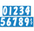 Our 7.5 inch blue and white numbers, sold in packs of a dozen (12)