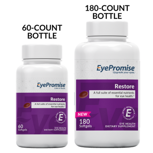 Restore comes in 30 day and 90 day supply bottles.