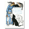 Saturn Press Pet Sympathy Letterpress Card - Animal Lover.  Letterpress illustration of women with numerous dogs and cats expressing a sympathy or condolence card message for pet lovers- "what the heart has once owned it shall never lose" quotation by Henry Ward Beecher