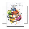 Boxed Birthday Card- Big Cake Junior has a brightly colored abstract cake and the words "Happy Birthday"