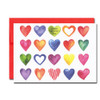 Valentine Note Card as assorted colorful mini hearts and the words Happy Valentine's Day