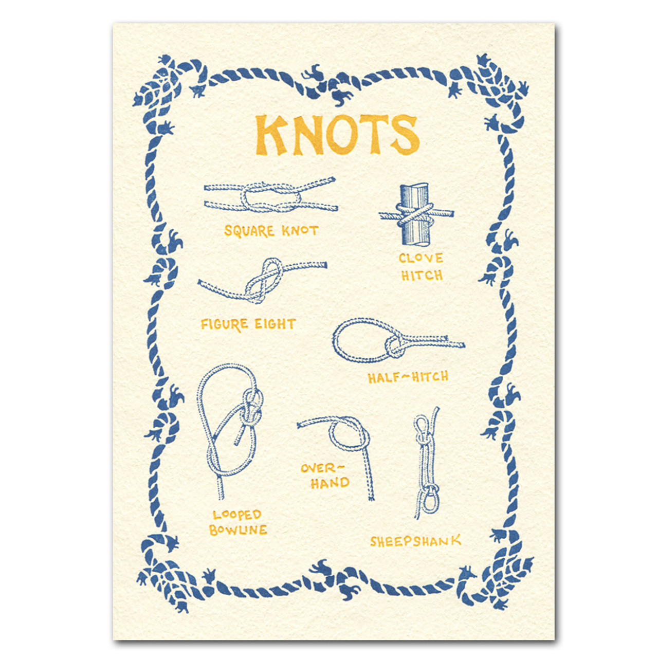 Saturn Press All Occasion Card Knots Cover shows seven different types of rope knots.