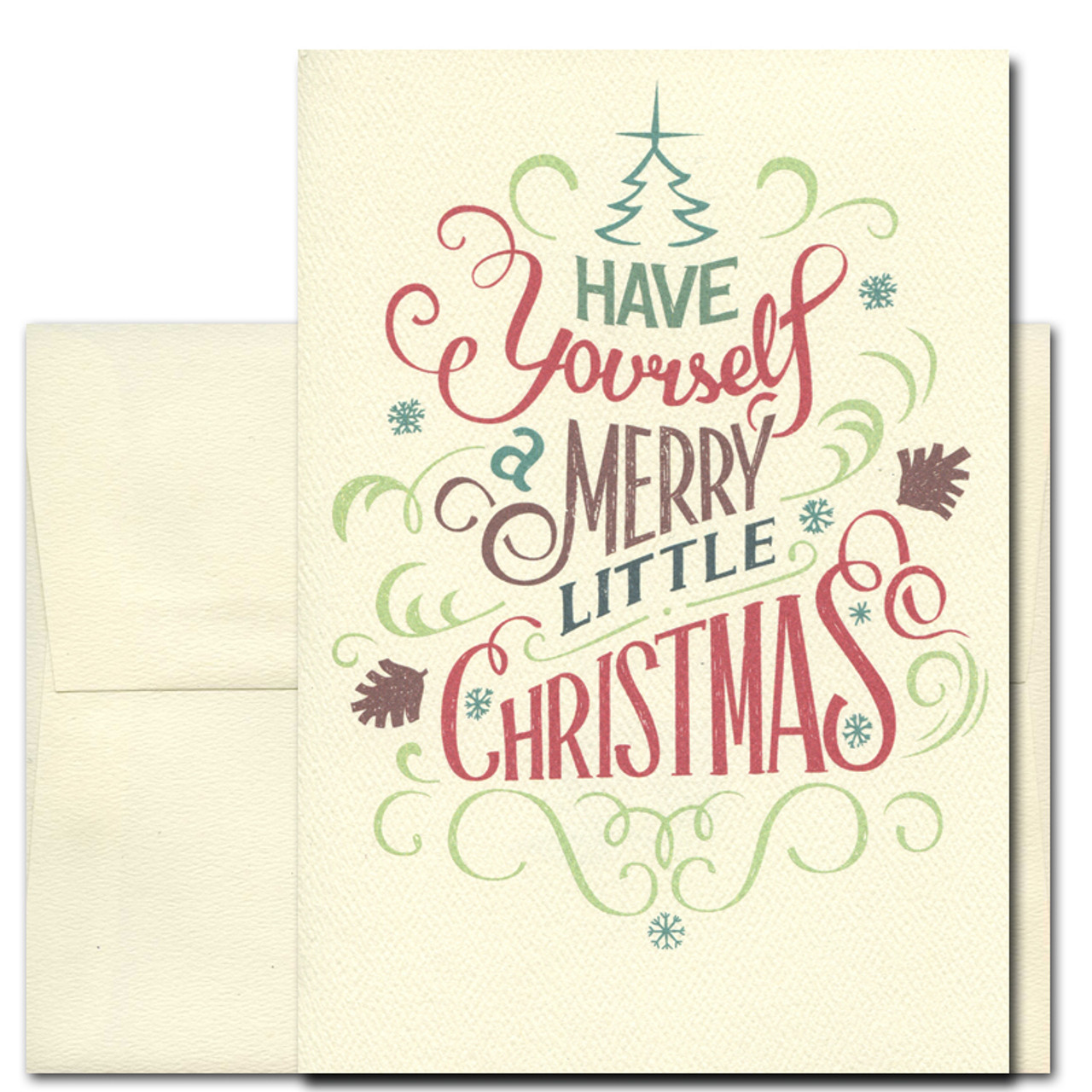 Merry Little Christmas Holiday Card - Hand lettered vintage-style design that reads, Have Yourself a Merry Little Christmas