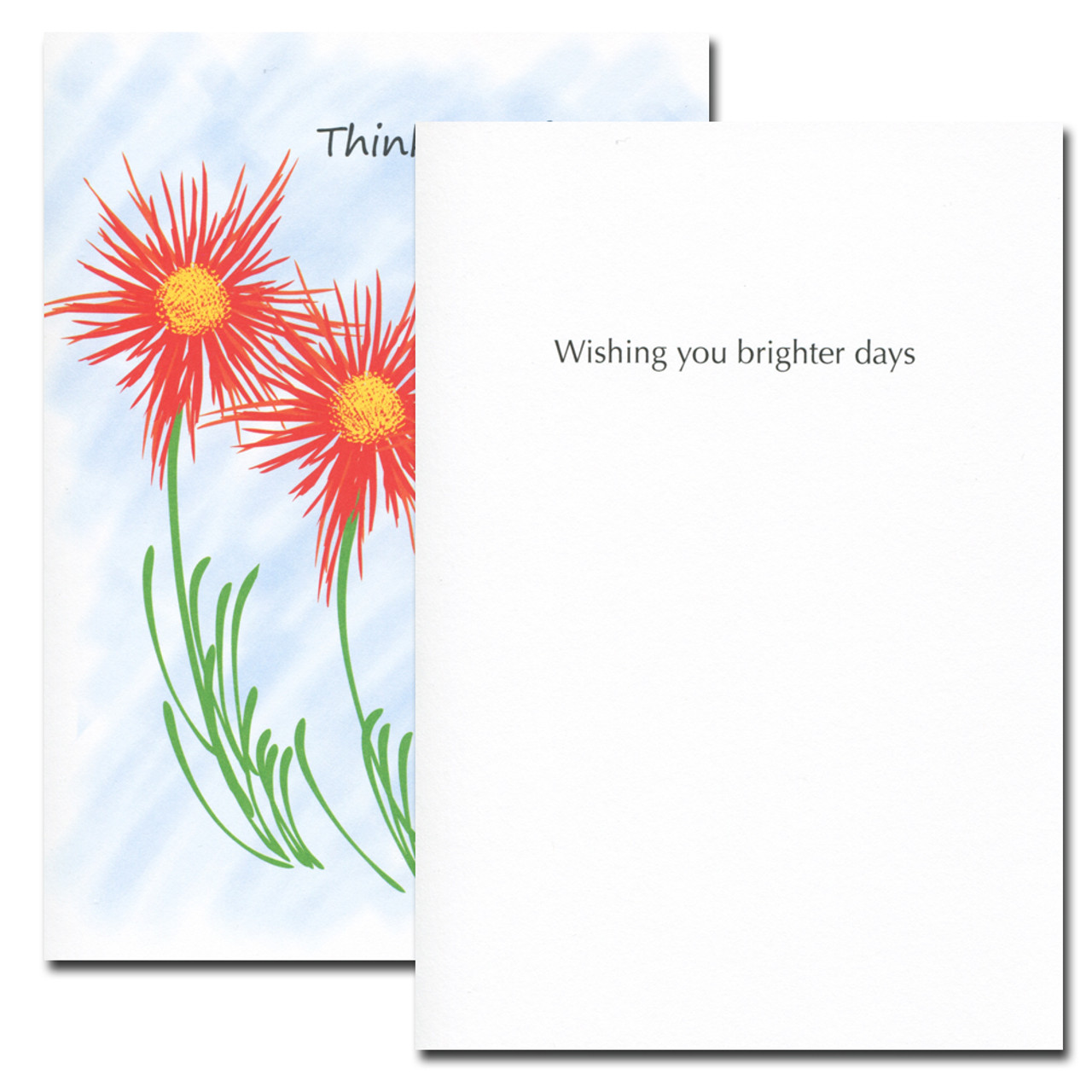 Brighter Days card inside reads: Wishing you brighter days