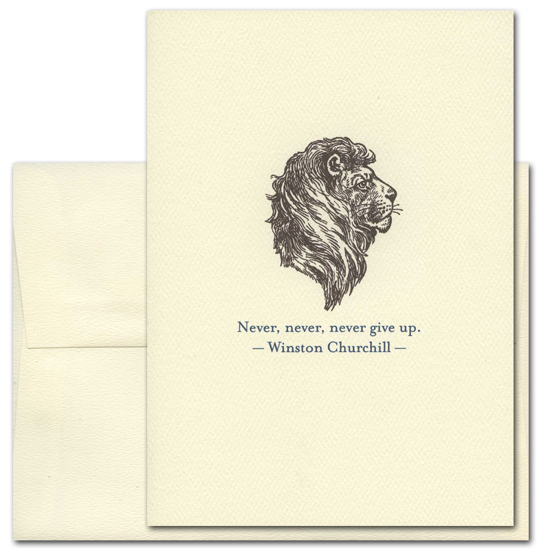 Boxed Quotation Cards for Business – Never Give Up: Churchill