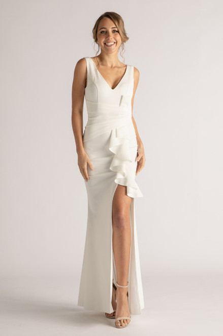 April Sleeveless Split Formal Dress in Ivory April Sleeveless Split Formal Dress in Ivory