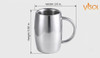 Visol Emerald Double Walled Stainless Steel Beer Mug - 14 oz - VAC209
