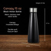 Visol Canopy 15 oz Black Water Bottle - VAC416BK
