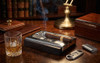 Visol Stadium Dard Wood and Metal Rectangular Cigar Ashtray - VASH423