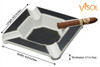 Visol Festus Large Cigar Ashtray - Matte Black and Silver - VASH432SL