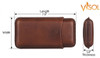 Visol Legend Brown Genuine Leather Cigar Case - Holds 3 Cigars - VCASE471