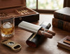 Visol Ryland Dark Exotic Wood & Stainless Steel Cigar Case - VCASE794