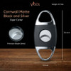 Visol Cornwall Matte Black and Silver Cigar Cutter - VCUT420