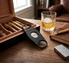 Visol Powell Matte Black Plastic and Stainless Steel Cigar Cutter - VCUT43BK