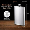 Visol Edian Stainless Steel Liquor Flask with Built-in Cigar Holder - 4 ounces - VF2041