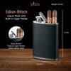 Visol Edian Stainless Steel 4 oz Flask with Built-in Cigar Case - Black Leather - VF2041BK