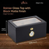 Visol Rainier Glass Top with Black Matte Finish Cigar Humidor - Holds 100 Cigars - VHUD302