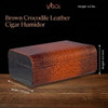 Visol Brown Crocodile Leather Cigar Humidor - Holds 25 Cigars - VHUD527