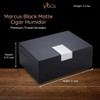 Visol Marcus Black Matte Cigar Humidor - Holds 50 Cigars - VHUD601