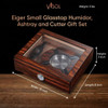 Visol Eiger Small Glasstop Humidor, Ashtray and Cutter Gift Set - VHUD716
