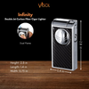 Visol Infinity Flame Chrome and Carbon Fiber Double Torch Cigar Lighter - VLR501304
