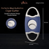 Visol Perfecto Blue and Stainless Steel Double Guillotine Cigar Cut - VCUT714BU