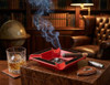 Visol Festus Large Cigar Ashtray - Matte Black and Red - VASH432RD