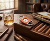 Visol Perfecto Orange and Stainless Steel Double Guillotine Cigar Cutter - VCUT714OR