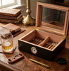 Visol Santa Clara Glass Top with Ebony Finish Cigar Humidor with 50 Cigars - VHUD300