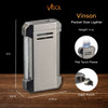Visol Vinson Flat Torch Flame Lighter with Cigar Punch - Gunmetal - VLR4-Vinson-GM