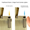 Visol Hubbard Brushed Stripes Soft Flame and Torch Flame Flint Lighter - Gold - VLR4-Hubbard-ST-GD