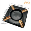 Visol Midas Black & Gold Square Ceramic Cigar Ashtray - VASH439