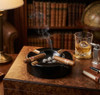 Visol Midas Black & Gold Round Ceramic Cigar Ashtray - VASH438