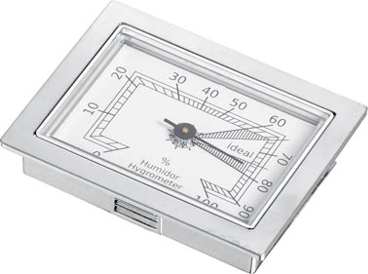 Silver Analog Hygrometer with Glass Face - CheapHumidors