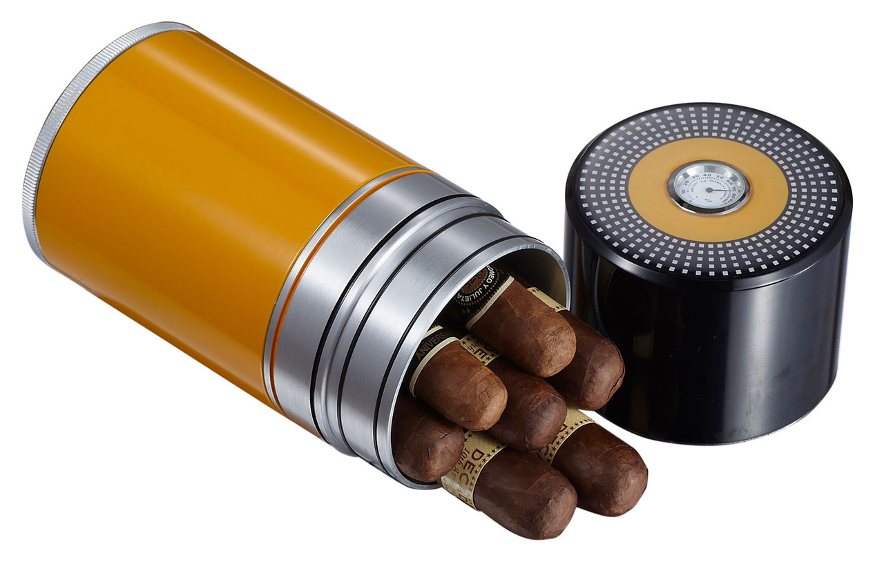 Visol Burgos 3 Cigar Leather Travel Humidor in Black or Yellow – Humidor  Enthusiast