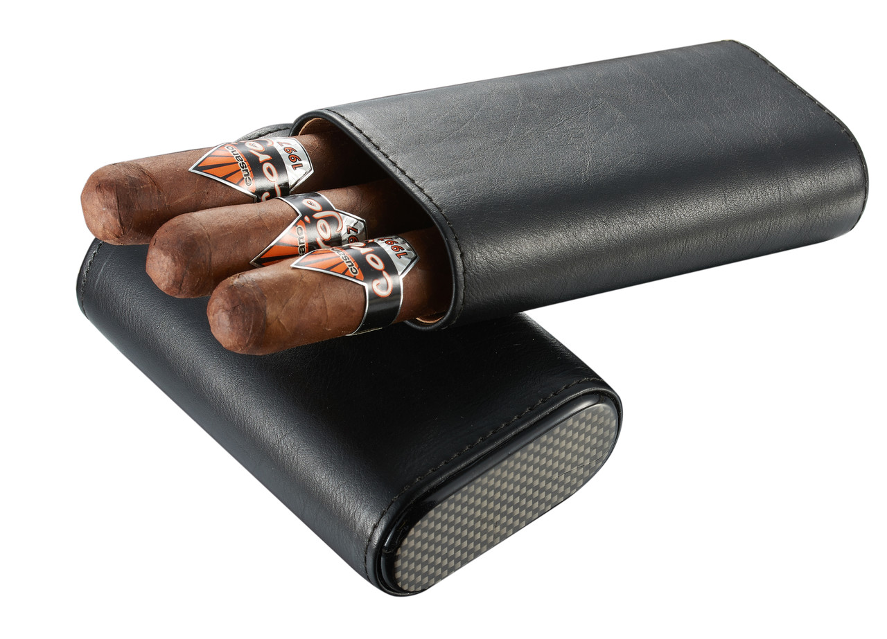 Cohiba Leather Cigar Humidor Case 3 Jet Cigar Lighter 2 Blade Cutter Travel  Set