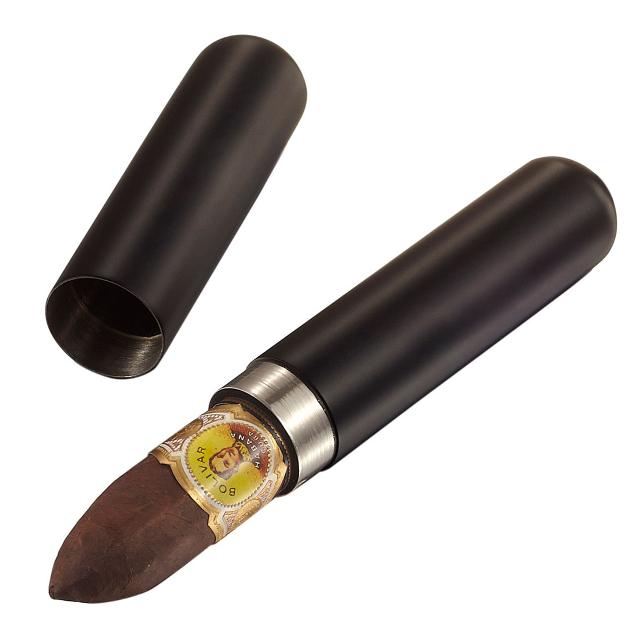 Visol Sigma Matte Black Finish Stainless Steel Cigar Tube