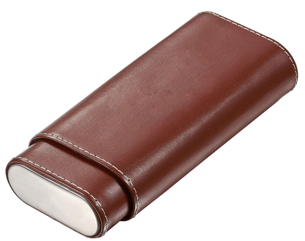 Visol Legend Brown Genuine Leather Cigar Case With Cutter