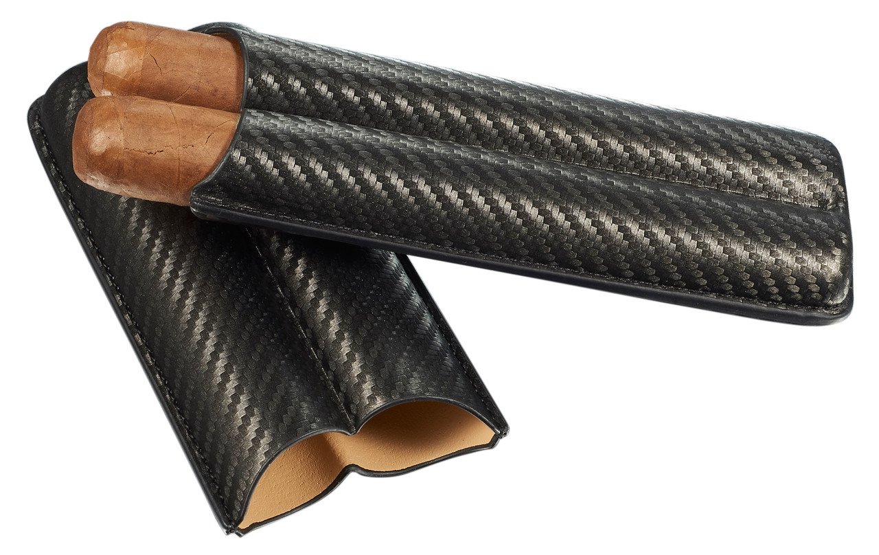visol cigarette case Visol Leather Cigar Case With Black Carbon Fiber Pattern