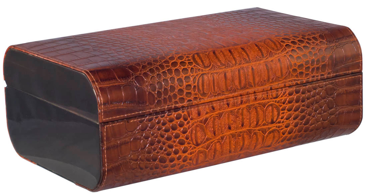 Brown Flat Pattern Leather Cigar Carry Case for 3 Cigars