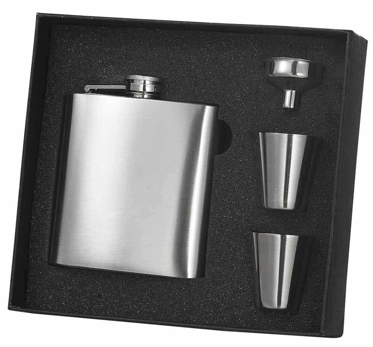 Hip Flask Gift Set, Hip Flasks for Liquor for Men with Black Leather Cover,  8 Oz Hip Flask Set, Steel Hip Flasks for Liquor with 2 Cups & Funnel,  Flasks for Liquor for Men Gift Box - square - Walmart.com