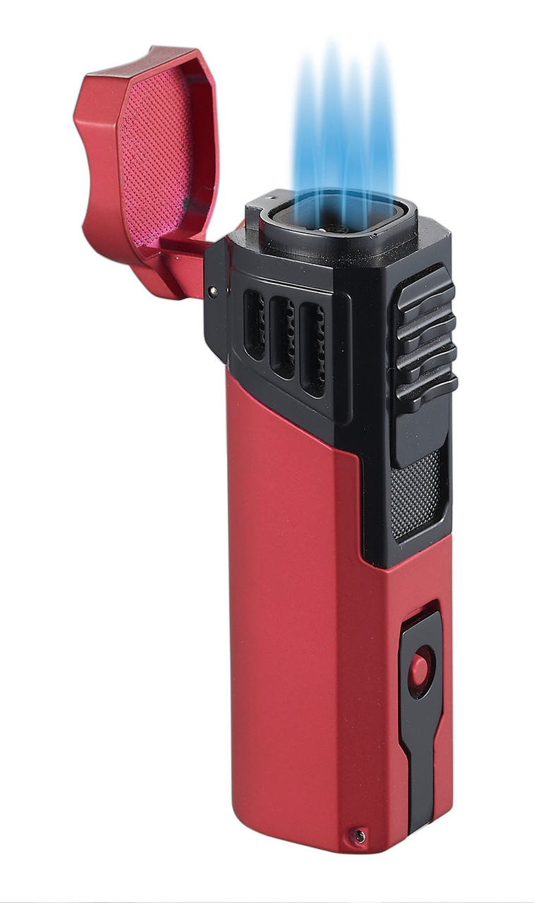 Visol Capitan Quad Flame Torch Lighter - Burgundy Red - VLR408004