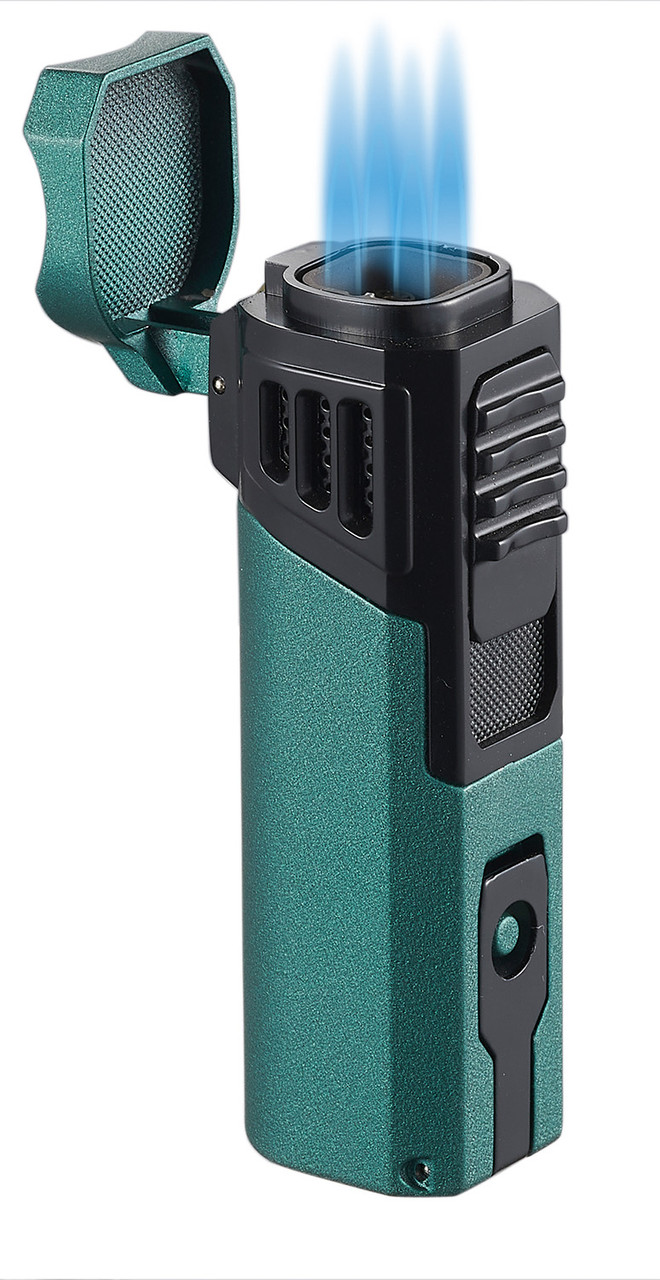 Visol Capitan Quad Flame Torch Lighter - Forest Green - VLR408005