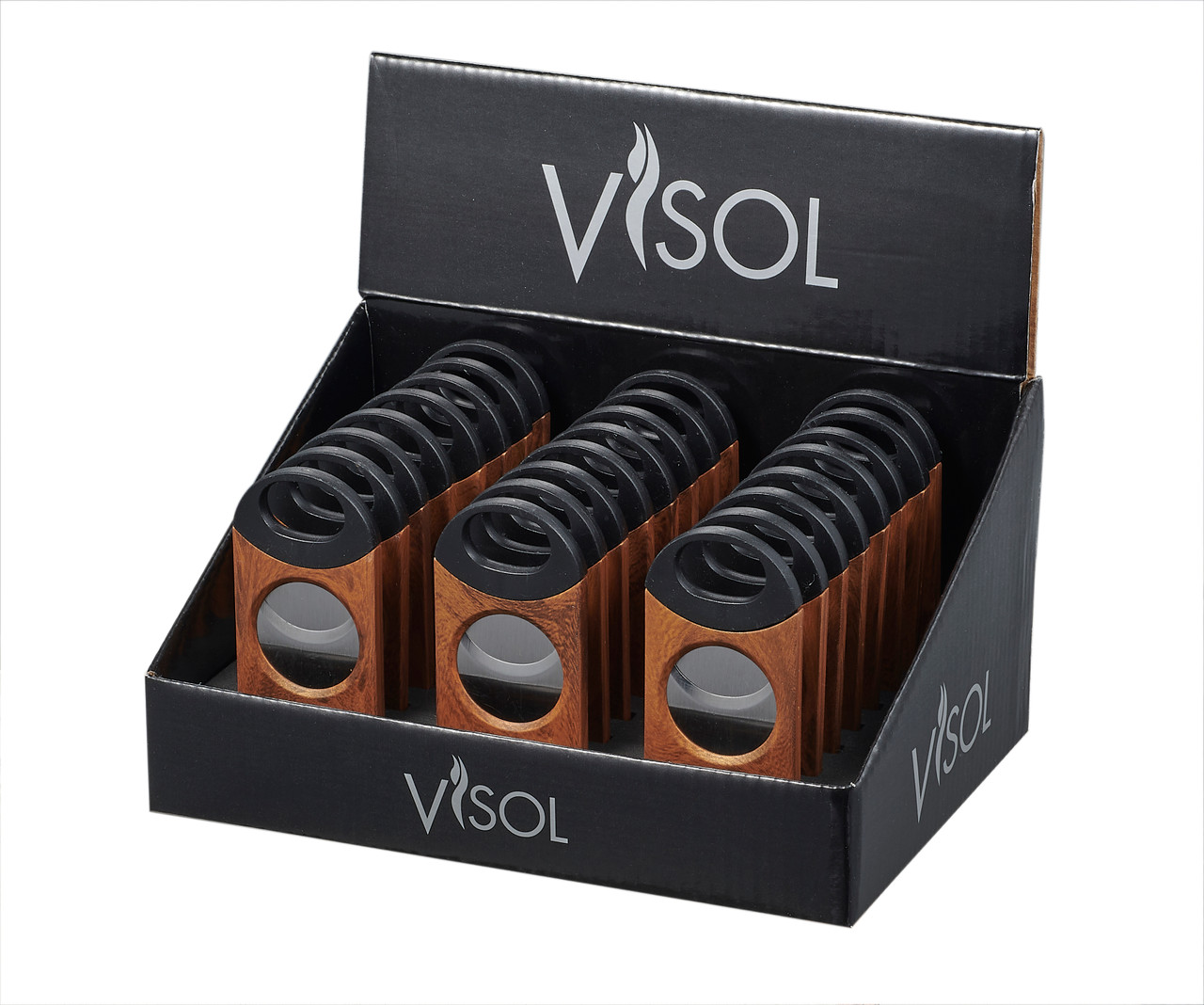 Visol Syrus Wood Retail Prepack - 24 Cigar Cutters - VCUT410WD-Display