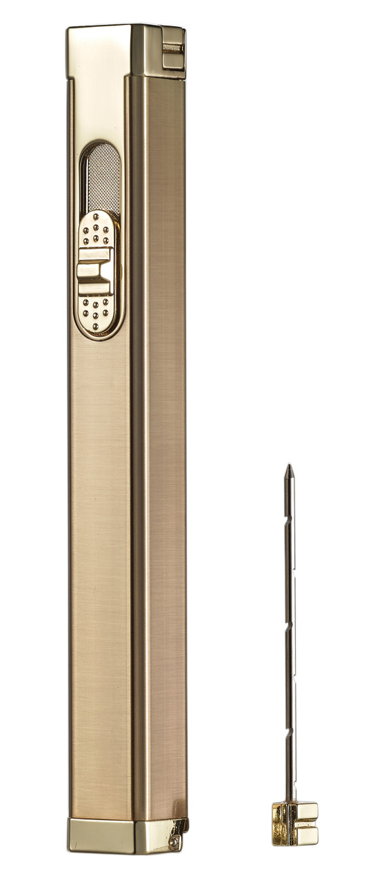 Visol Canary Gold Single Torch Cigar Lighter with Built-In Punch Cutter
