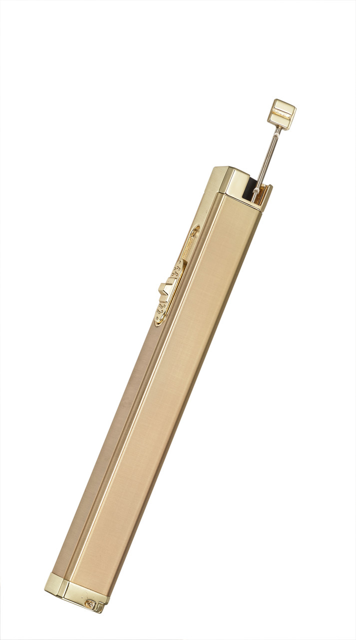 metal cigarette lighter Visol Canary Gold Single Torch Cigar Lighter with Built-In Punch Cutter