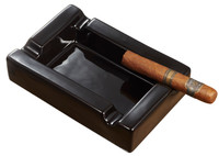 Visol Wesley Black Rectangular Cigar Ceramic Ashtray - VASH427