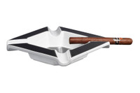 Visol Festus Large Cigar Ashtray - Matte Black and Silver - VASH432SL