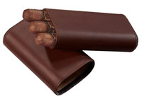 Visol Burgos Brown Leather Cigar case - Holds 3 Cigars - VCASE466BR