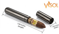 Visol Delta Gunmetal Finish Stainless Steel Cigar Tube - 1 Cigar - VCASE519